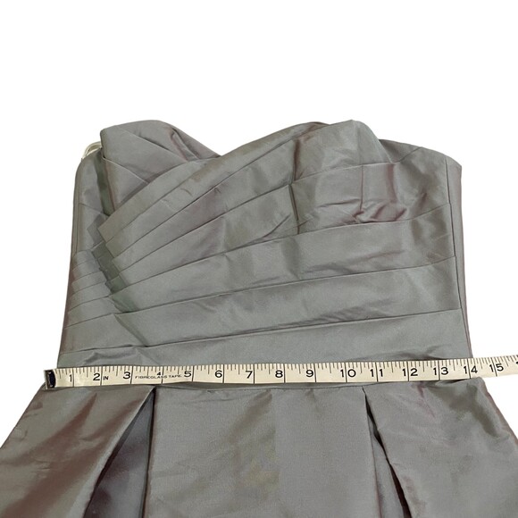 Alfred Sung D538 Sz 8 Dress Pockets Atlantis Blue Gray Iridescent Strapless NWT - Picture 10 of 11